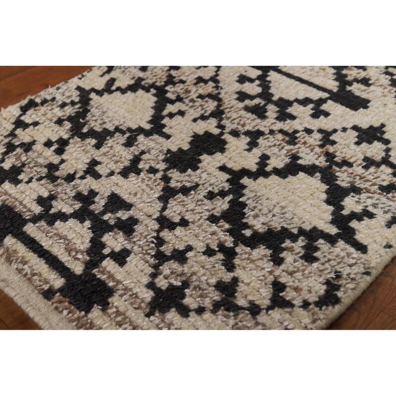 Geometric Moroccan Indian Rug Hand-Knotted Foyer Wool Carpet - 2'0"x 3'0"