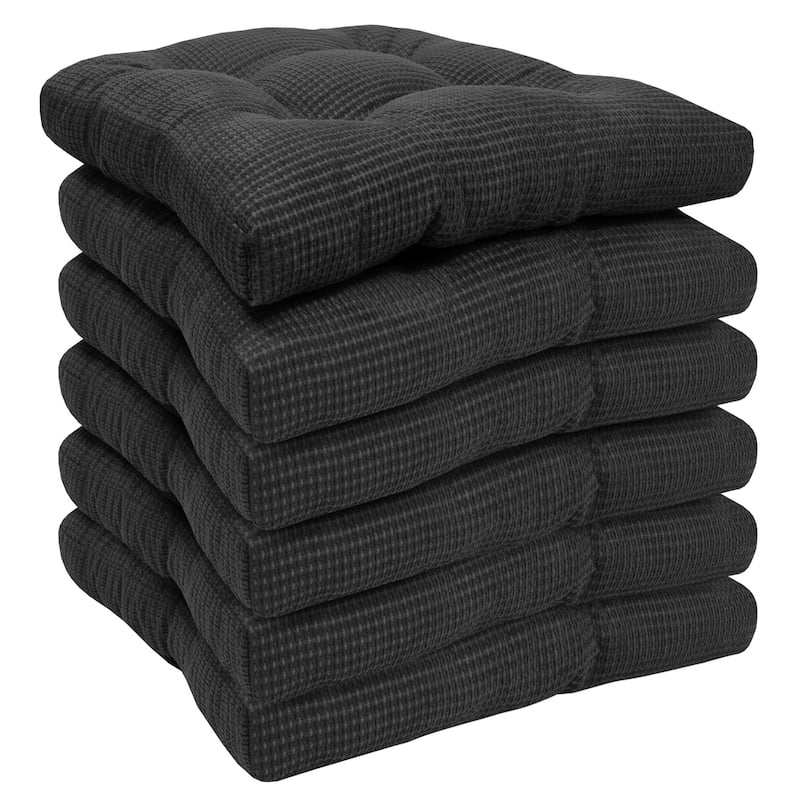 Sweet Home Collection Fluffy Memory Foam Tufted Chair Cushion Non Slip Microdot Rubber Back