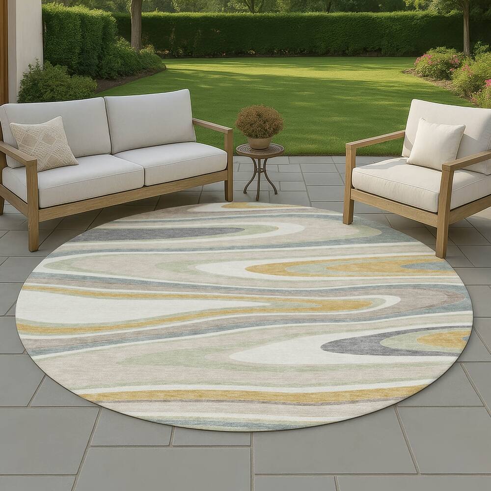 Machine Washable Indoor/ Outdoor Abstract Busey Chantille Rug