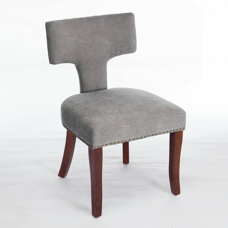 Farmhouse Fabric Upholstered Accent Chair Curved Backrest with Copper Nails around