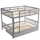 preview thumbnail 9 of 31, Full Size Bunk Bed With Trundle Bed, With Ladder And Safety Rails Pinewood Bunk Bed
