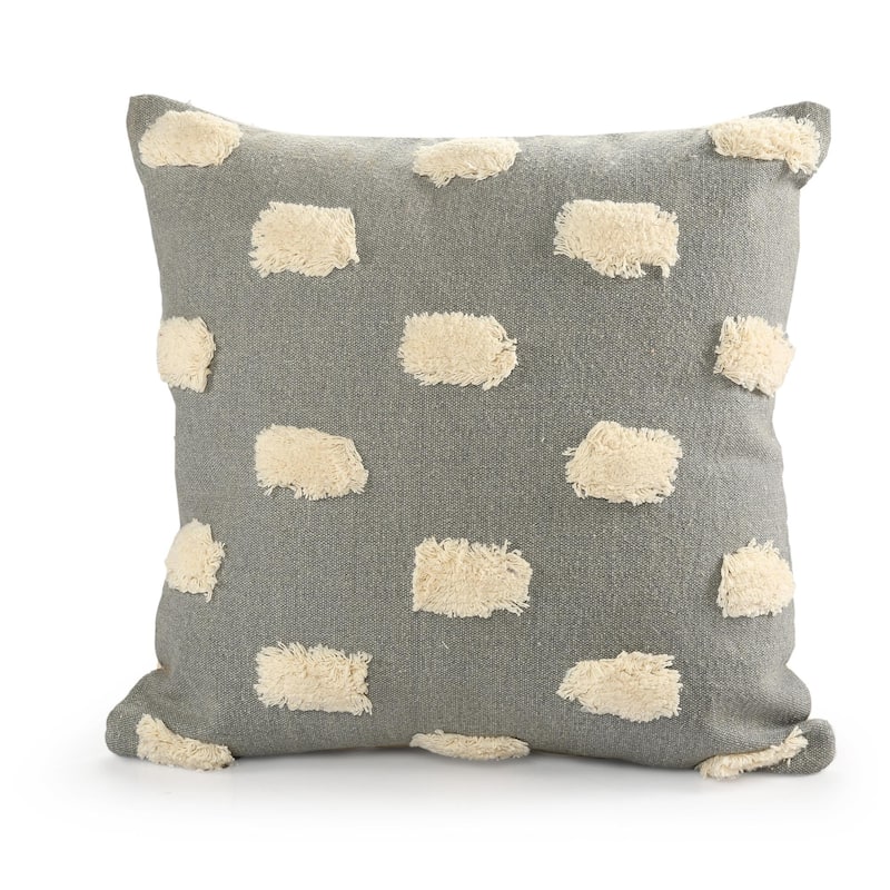 Textured Pom Pom Polka Dot Throw Pillow - 20" - Gray and White