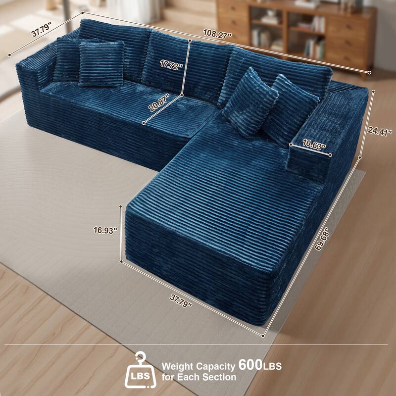 OVIOS All-Foam Plush L-Shaped Sofa​