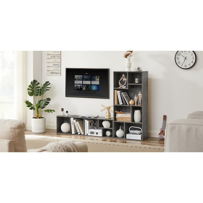 VECELO Modern Irregular Shape Tall Bookshelf Multi-Purpose Waterproof Vertical Horizontal Storage for Bedroom Living Room