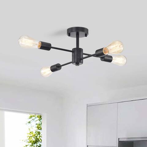 Lorena 4-light Sputnik Antique Black Finish Flush Mount