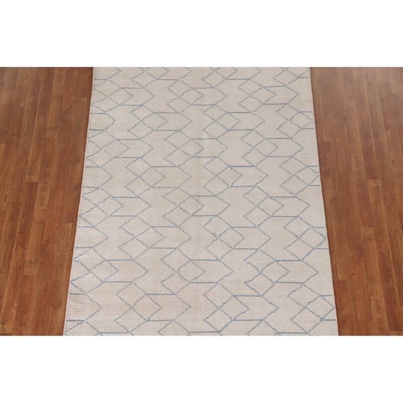 Moroccan Oriental Area Rug Handmade Trellis Wool Carpet - 5'1"x 7'11"