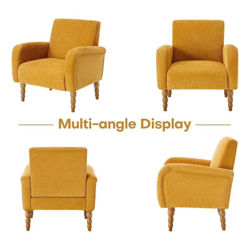 Fabric Armchair Accent Chair with Arms & Wood Legs