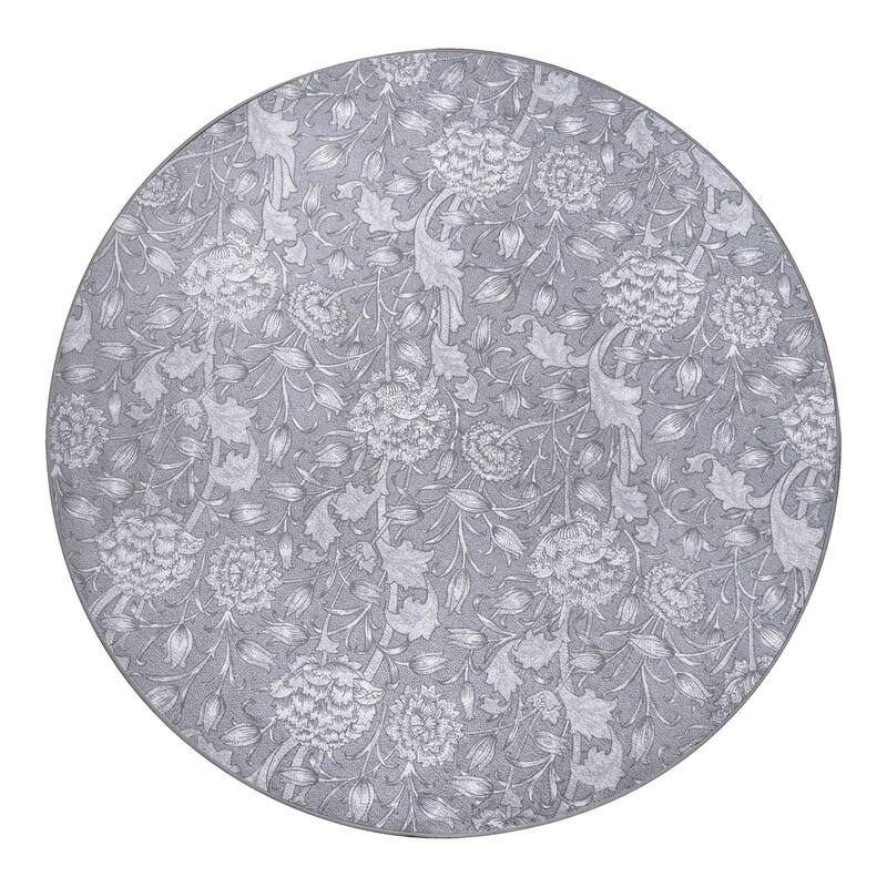 My Magic Carpet Kalini Floral Grey Machine Washable Rug