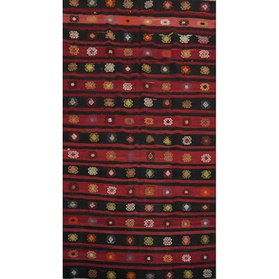 Hand Woven Oriental 100% Wool Carpet Southwestern Tribal Red Kilim Area Rug - 10' 5'' X 6' 6''