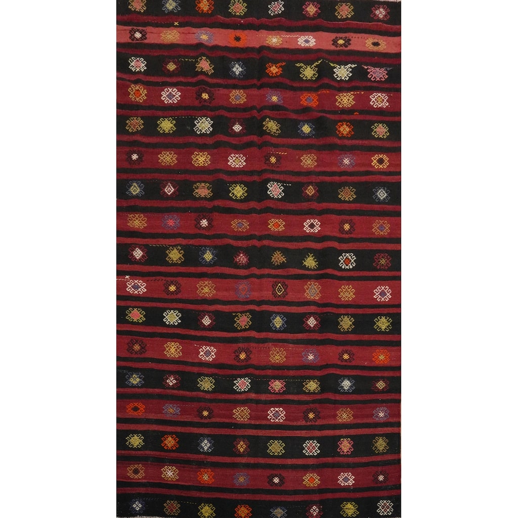 Hand Woven Oriental 100% Wool Carpet Southwestern Tribal Red Kilim Area Rug - 10' 5'' X 6' 6''