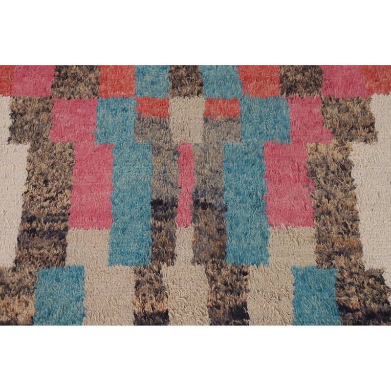 Plush Moroccan Geometric Area Rug Handmade Wool Carpet - 7'10" x 10'7"