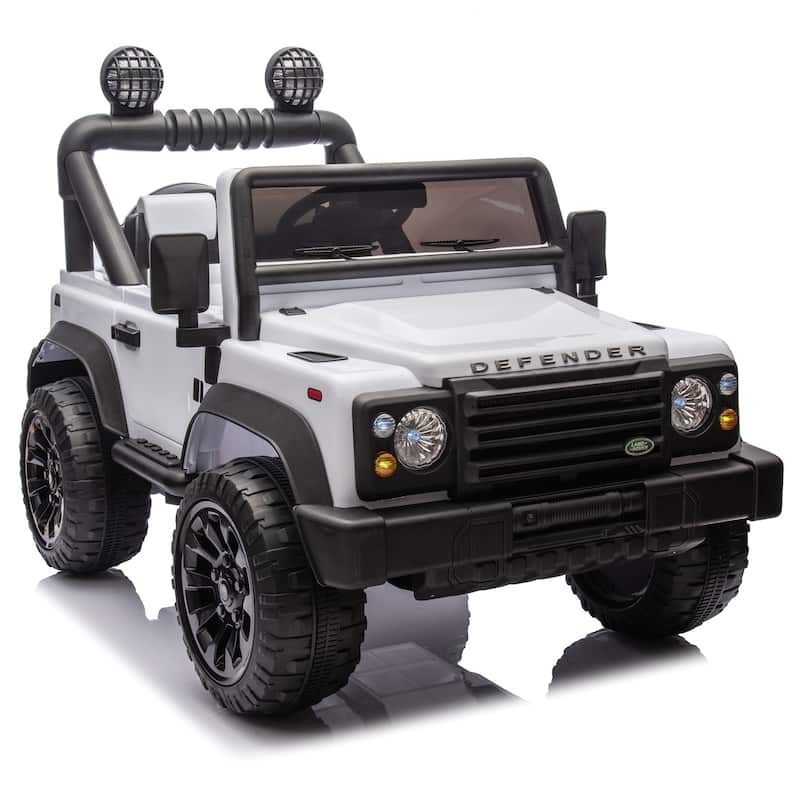 White Kids Ride-On Car with Remote Control, Off-Road Toy Car Battery Powered Electric Vehicle with LED Lights