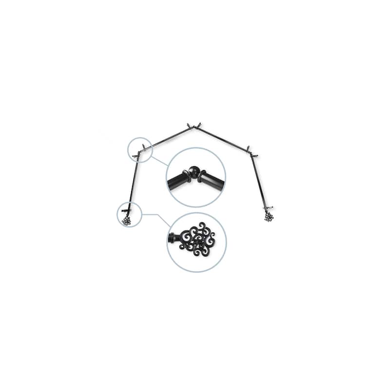 Adjustable Curtain Rods 20-72 Inch, Telescoping Rod with Finials, Black Window Hardware Set - M
