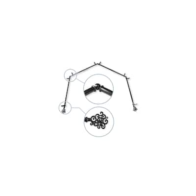 Adjustable Curtain Rods 20-72 Inch, Telescoping Rod with Finials, Black Window Hardware Set - M