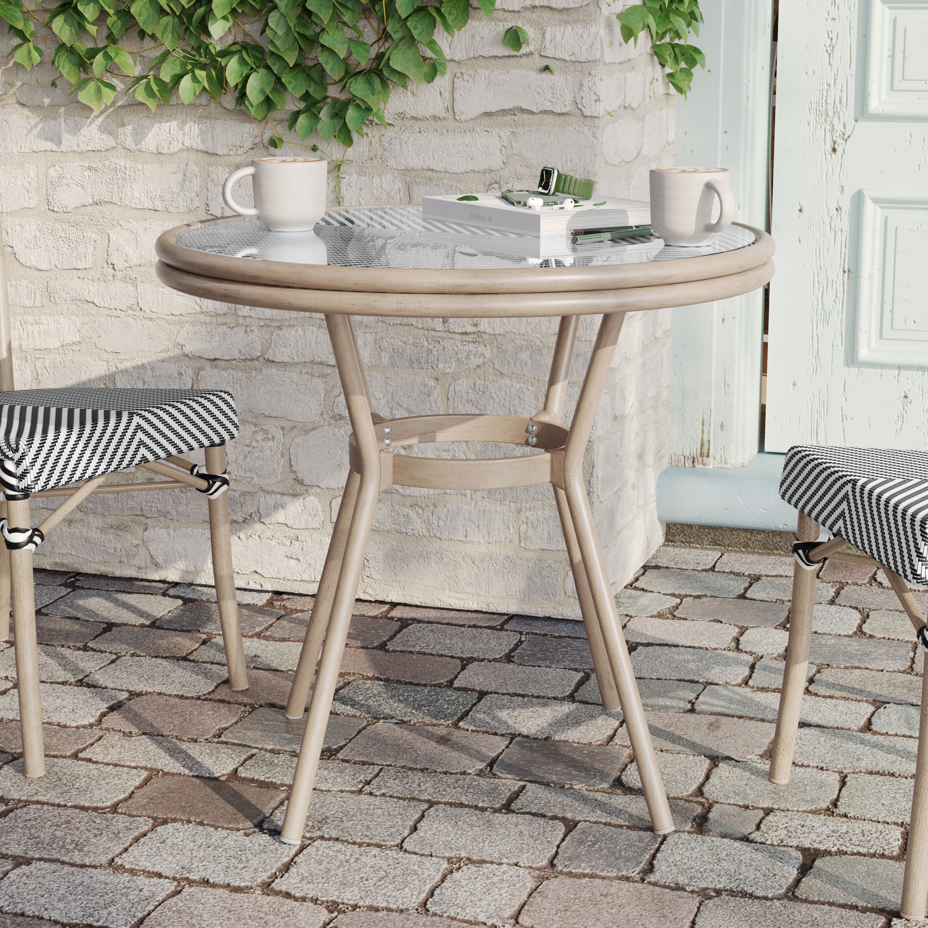 パブテーブル Indoor/Outdoor Commercial Glass Top Bistro Table - Bed Bath