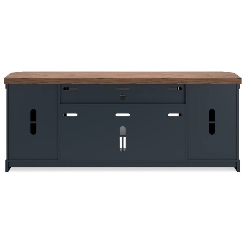 Docken TV Media Console, Open Fireplace Area, Blue Brown, 83 Inch