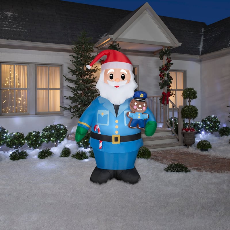 Gemmy Christmas Inflatable Policeman Santa , 7 ft Tall
