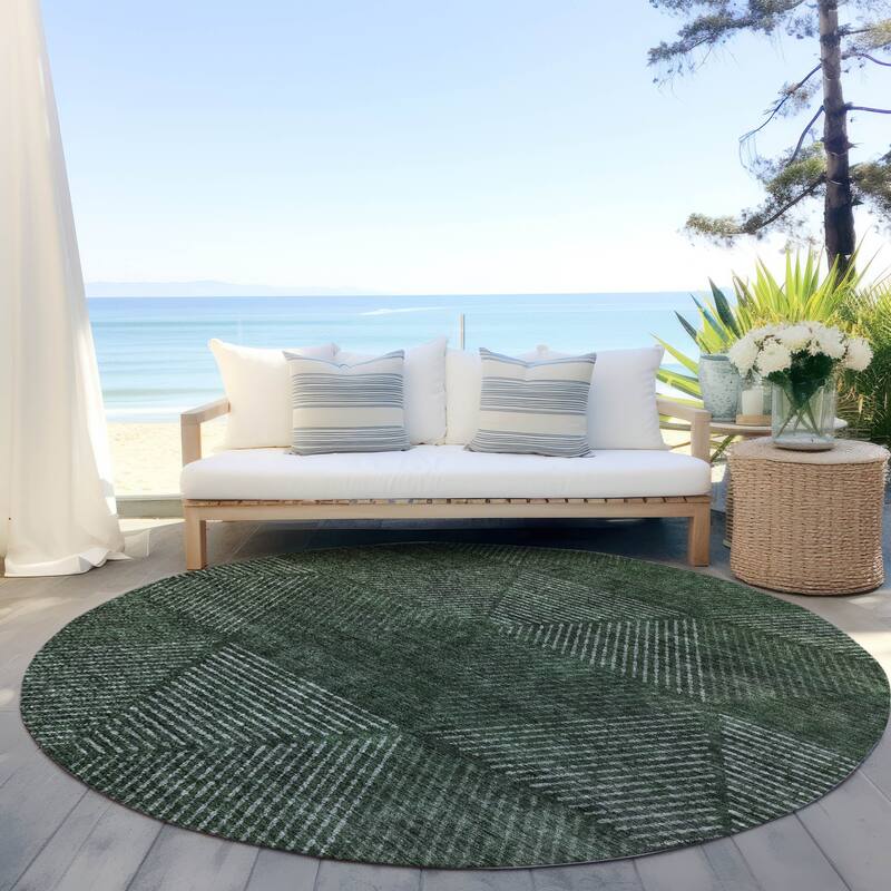 Machine Washable Indoor/ Outdoor Chantille Contemporary Prism Rug - Fern - 8' x 8'