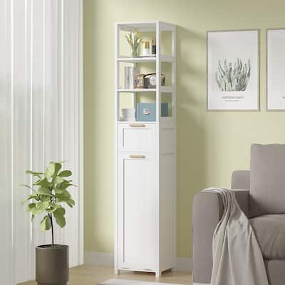 VECELO Tilt Out Laundry Hamper Cabinet with Laundry Baskets Hamper,Bathroom Storage Cabinet Laundry Cabinet with Drawer