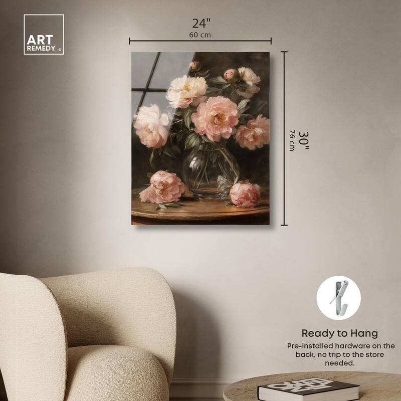 Vintage Velvet Vase Acrylic by Art Remedy, Ready to Hang