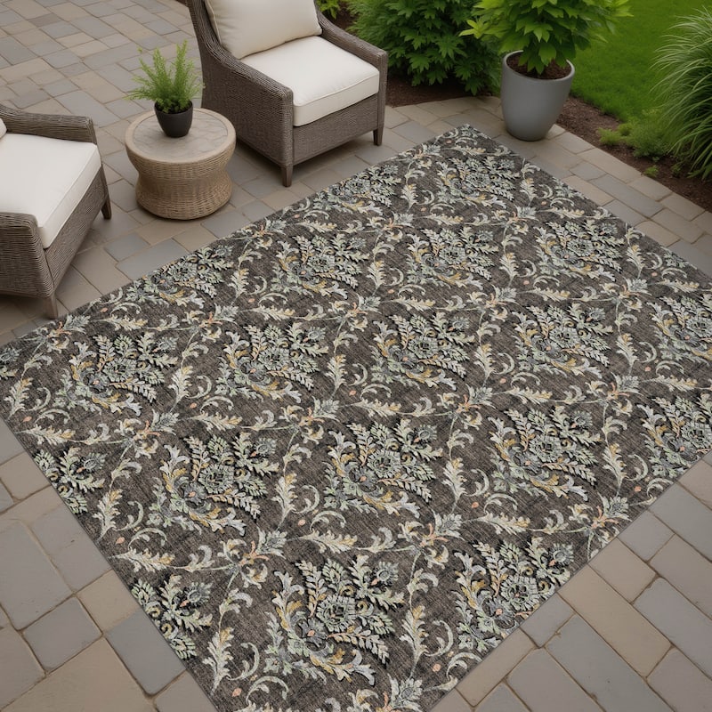 Machine Washable Indoor/ Outdoor Traditional Marrakesh Chantille Rug - Chocolate - 10' x 14'