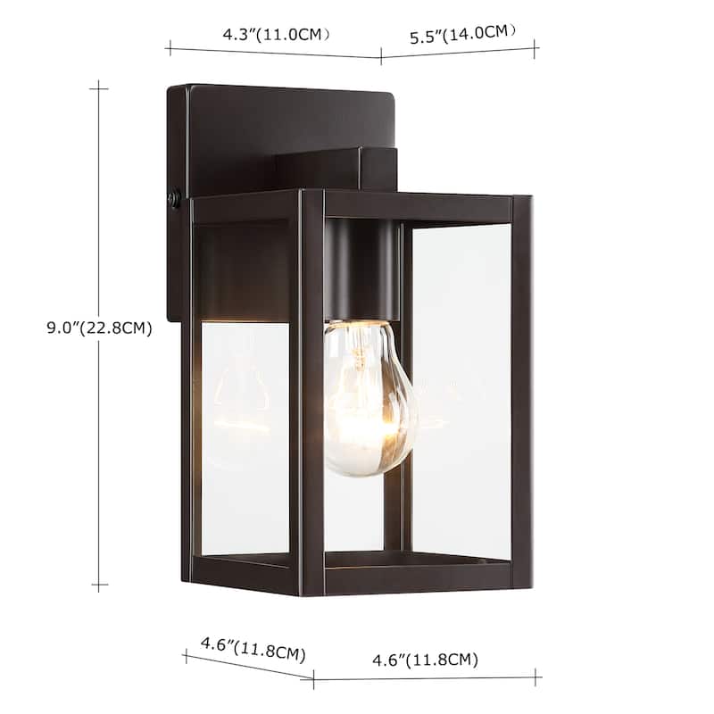 9.5 in. Black Outdoor Hardwired Wall Lantern Scone with Clear Glass Shade and No Bulbs Included