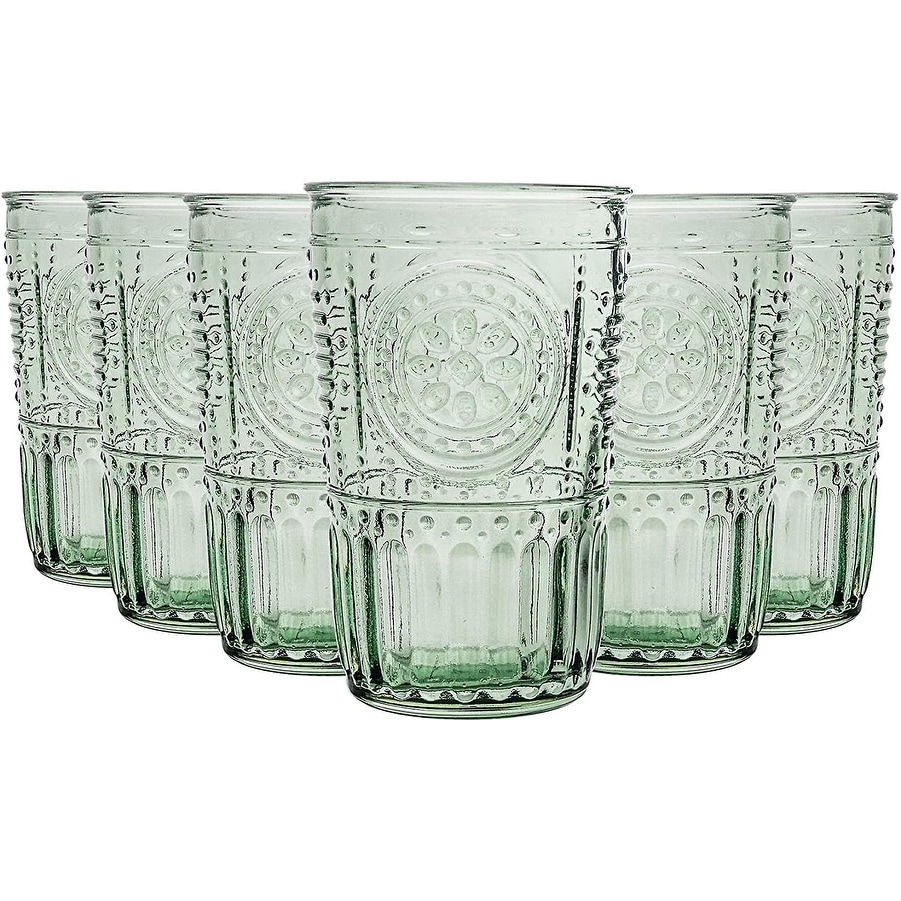 Vintage Drinking Glasses Elegant Drinkware (set of 4) - 5.04H x 3.15W x  1.97L