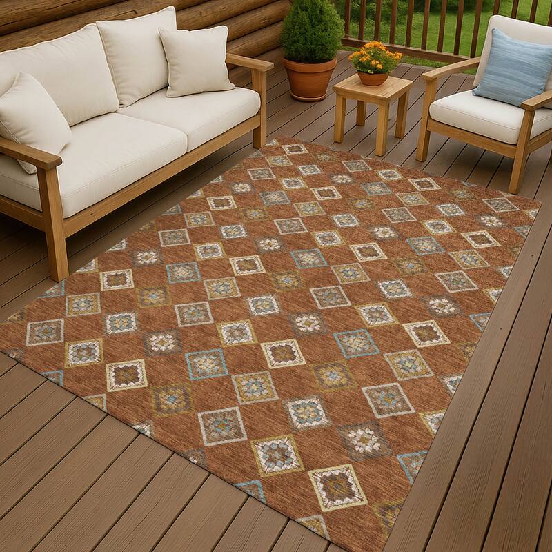 Machine Washable Indoor/ Outdoor Global Flagler Chantille Rug - Paprika - 8' x 10'