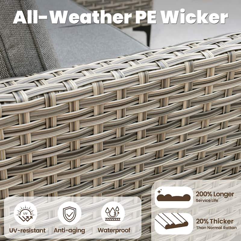 HOOOWOOO 10-piece Wicker Patio Furniture Set Sectional Sofa with Swivel Chair