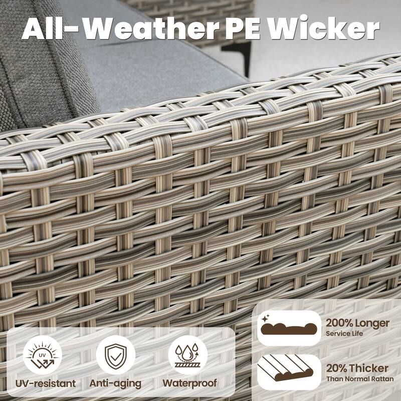 HOOOWOOO 8-piece Outdoor Seating Sofa Patio Wicker Swivel Chair Set