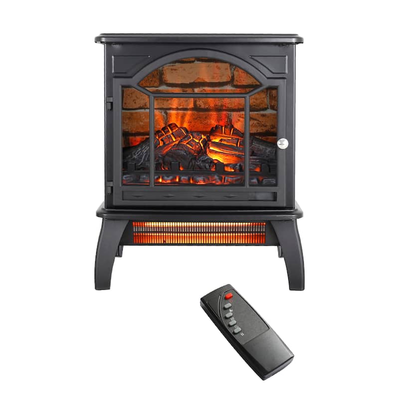 18 Inch 3D Infrared Electric Stove With Remote Control - Black