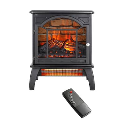 Portable 18 Inch Electric Fireplace with 3D Flame Effect & Remote Control - Perfect for Any Room