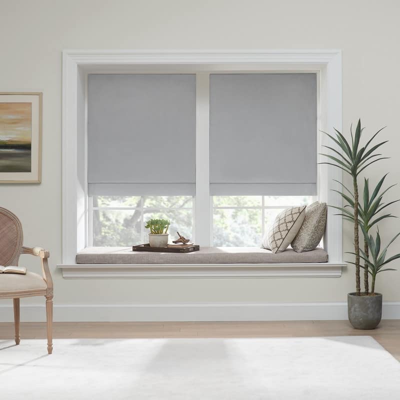 Eclipse Faux Silk 100% Total Blackout Cordless Roman Shade - 33x64 - Grey