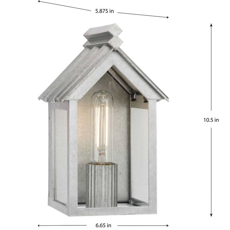 POINT DUME® Dunemere Galvanized Finish Outdoor Wall Lantern with DURASHIELD - 6.65 in x 5.875 in x 10.5 in