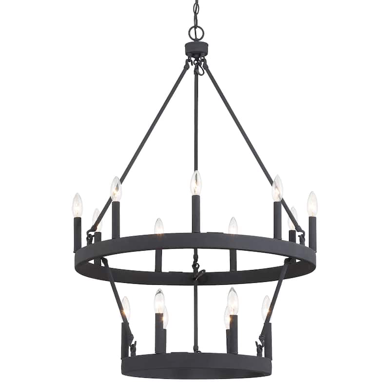 Farmhouse Black 15-light Tiered Chandelier for Dining Room - 27.5
