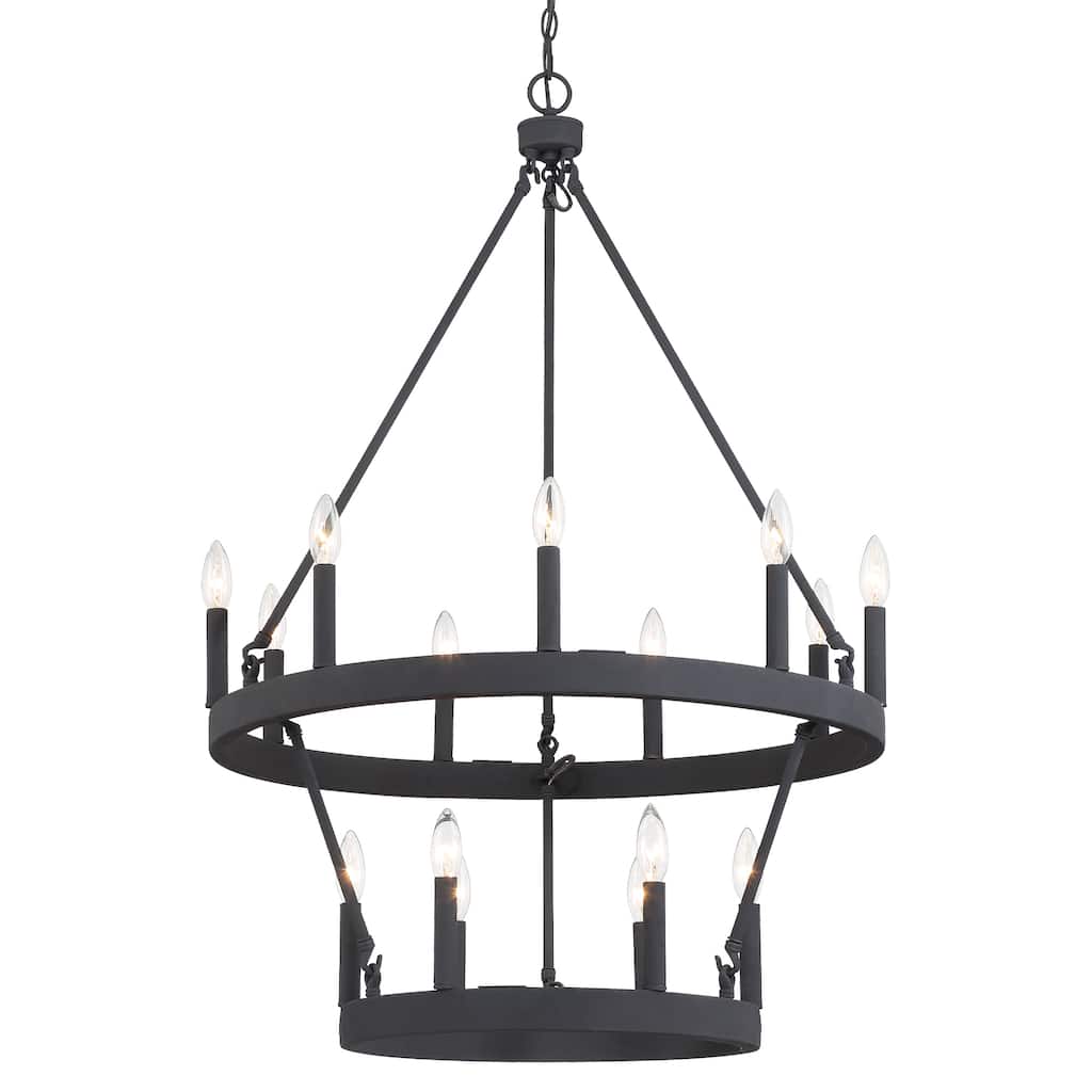 Farmhouse Black 15-light Tiered Chandelier for Dining Room - 27.5