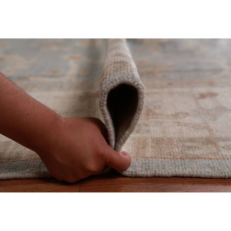 Hand Knotted Oriental 100% Wool Carpet Transitional All-Over Navy Blue & Blues Oushak Area Rug - 9' 11'' X 8' 4''