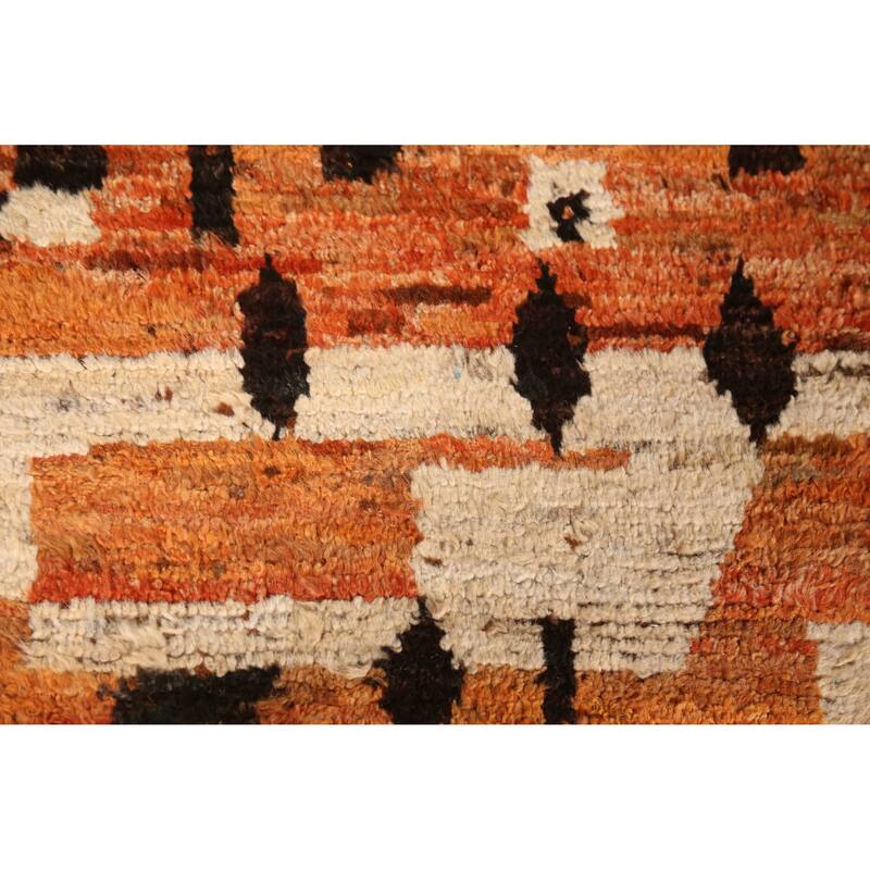 Geometric Moroccan Oriental Rug Hand-Knotted Orange Wool Carpet - 5'7" x 7'9"