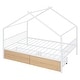 preview thumbnail 7 of 13, White Full Size Metal House Bed with Two Drawers and Roof