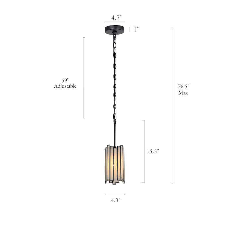 Tifany Modern 1-Light Mini Pendant Colored Black Glass Kitchen Island Light - D 4.3" x H 15.5"