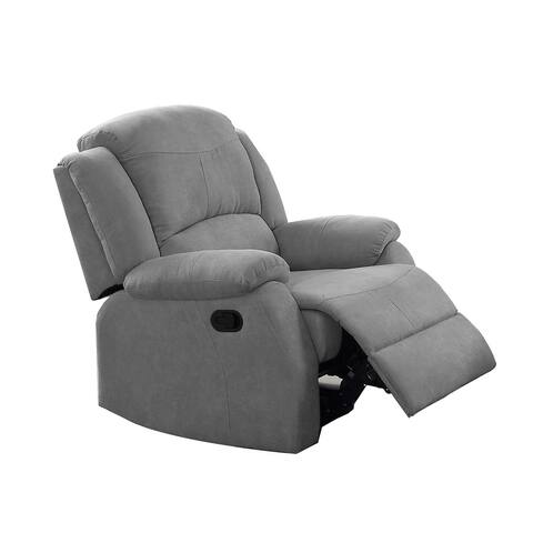 Fabric Upholstered Motion Recliner with Pillow Top Armrest in Gray