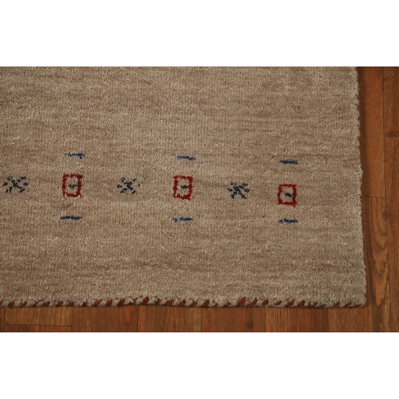 Hand Knotted Oriental 100% Wool Carpet Tribal Animal Pictorial Brown Gabbeh Area Rug - 4' 10'' X 3' 1''