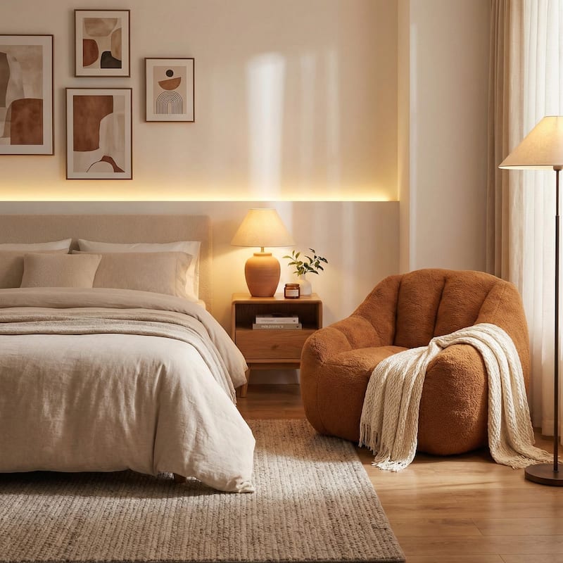 HOMYLIN Teddy Bean Bag Chair with Foam Filling, Soft Lounge Seat