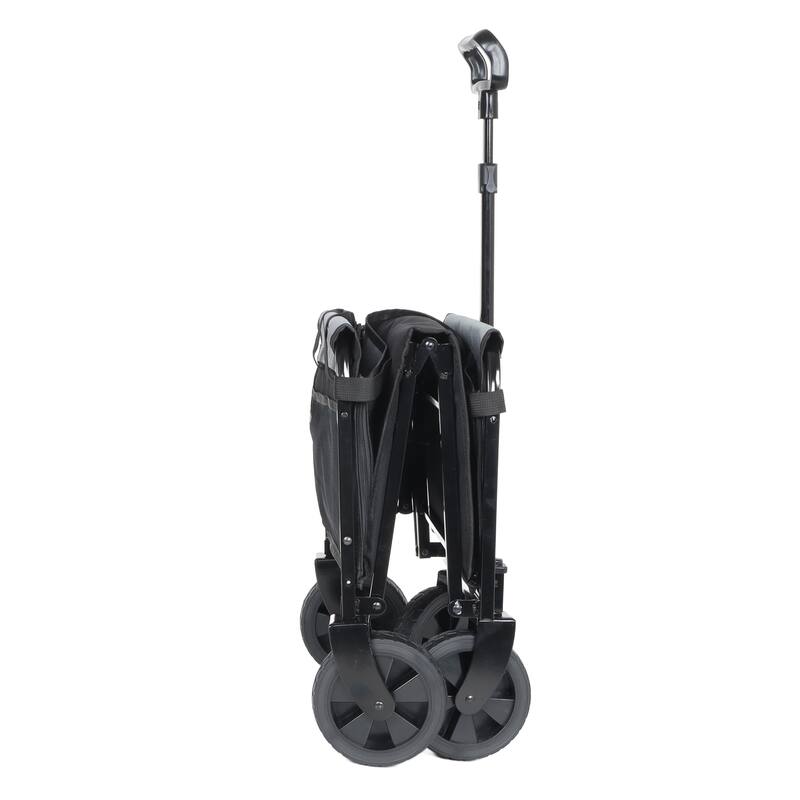 All-in-One Convertible Folding 4-Wheel Trolley with Bench Seat and Dog Leash - Heavy Duty Foldable Utility Trolley for Camping