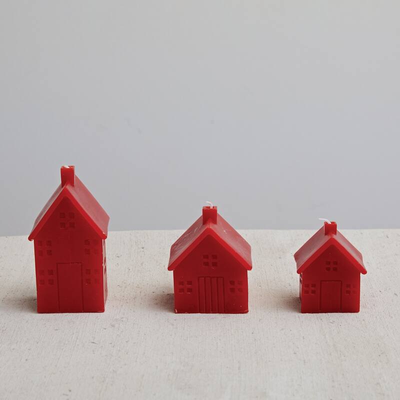 Unscented House Shaped Candle - 2.8"L x 2.8"W x 5.0"H
