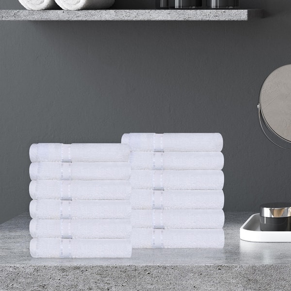 Turkish Cotton Heavyweight Washcloth Set of 12 by Superior - White