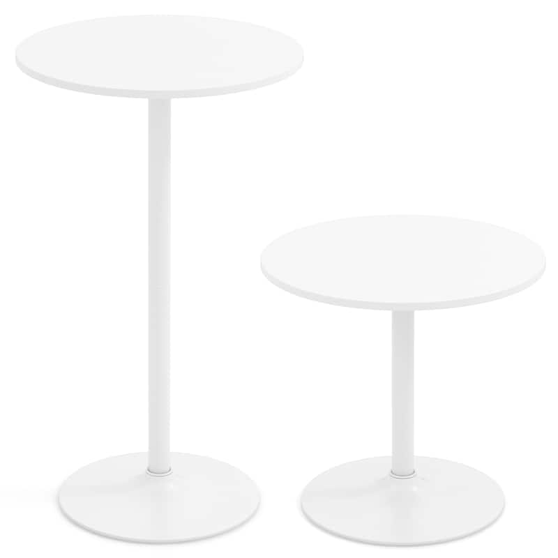 White MDF Metal Bistro Table with Stable Round Base - Set of 2