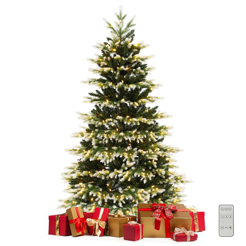 Gymax 6 FT Per-Lit Artificial Christmas Tree Hinged Xmas Tree w/ Quick