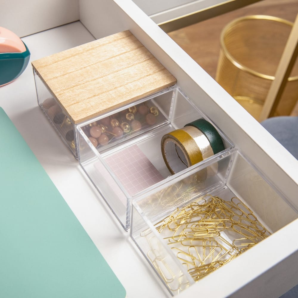 Martha Stewart Premium Plastic Storage Bins with Wooden Lid
