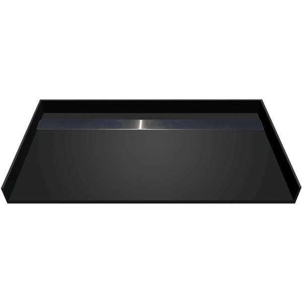 Tile Redi RT4263CBFB-PVC3 Redi Trench 63" X 42" Three Wall Alcove Shower Pan Barrier Free and 2" Rear Drain - Brushed Nickel
